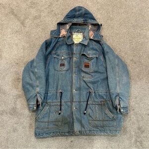 Vintage Lined Denim Parka Jacket Blues Alley Cotler Hooded Workwear Coat XL